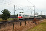 Am 15.01.23 rollte der Masken-ICE als ICE 934 nach Frankfurt(M) durch Radis Richtung Halle(S).