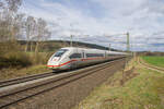 ICE 812 073-5 in Richtung Frankfurt/M. bei Kerzell am 22.03.2023