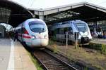 411 026 (Tz 1126  Leipzig ) als ICE 1631 (Linie 15) von Frankfurt(Main)Hbf nach Berlin Hbf (tief) trifft auf 1442 118 und einen weiteren 1442 (Bombardier Talent 2) der S-Bahn Mitteldeutschland als S