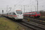 411 003-7  Paderborn  als ICE 1511 von Rostock Hbf nach München Hbf bei der Bereitstellung im Rostocker Hbf.23.12.2017