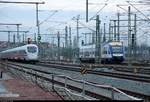 Paralleleinfahrt im Gleisvorfeld von Halle(Saale)Hbf...