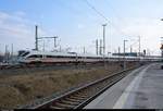 411 206-6 (Tz 1102  Neubrandenburg ) und 415 503 (Tz 1503  Altenbeken ) als ICE 1556 (Linie 50) von Dresden Hbf nach Wiesbaden Hbf fahren am Hp Leipzig Nord auf der Neubaustrecke