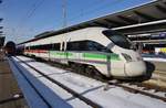 411 019-3  Meißen  fährt am 14.02.2021 als ICE1675 von Ostseebad Binz nach Hamburg Hauptbahnhof in den Rostocker Hauptbahnhof ein.