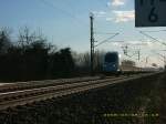 Ein ICE der BR 411 aus Leipzig Hbf zur Weiterfahrt nach Berlin Hbf fhrt am 05.03.08 durch Grfenhainichen.