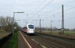 ICE 72233 Hamburg-Altona - Berlin Sdkreuz durchfhrt am 31.03.09 Ashausen Richtung Uelzen.