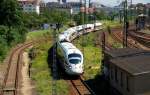 Ein ICE-T der BR 411 schlngelt sich am 27.07.09 durch den Rbf Dresden-Friedrichstadt.