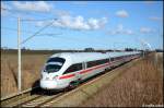 411 025 Amstadt mit ICE 1611 aus Warnemnde nach Mnchen am 26.03.2011 in Gragetopshof