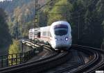 im letzten Tageslicht fhrt ICE 29 Frankfurt - Wien ber die Laaberbrcke bei Deining, KBS 880 Nrnberg - Passau, fotografiert am 10.10.2008 