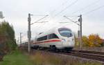 Ein ICE-T der BR 411 fuhr am 27.10.12 durch Greppin Richtung Bitterfeld.