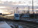 DB 411 xxx als ICE 1606 von Mnchen Hbf nach Stralsund Hbf, am 27.01.2014 in Naumburg (S) Hbf.