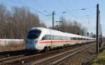 Der wegen Bauarbeiten über den Leipziger Güterring geführte ICE 1548 passiert am 22.02.14 Leipzig-Thekla und wird in kürze den Leipziger Hauptbahnhof erreichen.