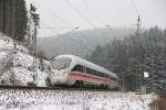 411 006-0  Erfurt  im Frankenwald bei Steinbach am 24.01.2015.