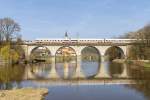 ICE 411 008  Berlin  nach Regensburg am 10.04.2015 auf der Vilsbrücke in Vilshofen.