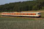 Sonderfahrt am 12.09.2015 von Rothenburg ob der Tauber zurück nach München. Da in RodT selbst keine Oberleitung verlegt ist, hält die S Bahn in Steinach. Bild bei Unterheßbach nördlich von Ansbach geschossen. Nummer 420 501-9.