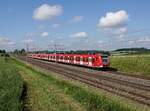 Der 423 216 als S 2 nach Petershausen am 18.06.2017 unterwegs bei Ramelsbach.