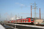 DB Regio 423 291 + 423 300 // Aufgenommen zwischen den Stationen Dormagen Chempark und Köln-Worringen. // 14. Januar 2010