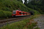 Aus dem Hinterburgtunnel kommt eine S1/425 624-4 nach Osterburken in Neckarsteinach vor mein Objektiv gefahren.