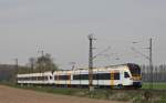 ET6.02 und ET7.11 der Eurobahn als ERB92347 (RE13 - Gra-Schnupper-Express) nach Hamm (Westf.) bei Km 14.1 in Breyell, 24.4.10