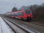 442 357,mit RE Sassnitz-Rostock,am 22.Januar 2018,bei der Ausfahrt aus der Station Rambin.