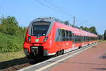 Mit neuem S-Bahnlogo zeigte sich 442 345 als S1(Warnemünde-Rostock)in Rostock-Lichtenhagen.20.07.2024