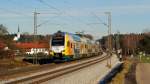 445.102 (ODEG) mit M 79028 (Meridian-Ersatzverkehr) in Stephanskirchen (16.12.2013)