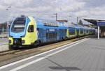 WFB-ET 610, abfahrbereit für die lange RE 60-Fahrt nach Braunschweig am nordrhein-westfälischen Linienende in Rheine am 7.4.16.