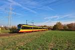 AVG (Albtal-Verkehrs-Gesellschaft) Bombardier ET2010 Wagen 931+941 am 03.11.18 in der Nähe von Sulzbach auf der Strecke Frankfurt Höchst-Bad Soden.