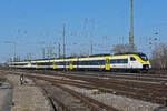 Siemens Mireo 463 508-2 fährt beim badischen Bahnhof ein. Die Aufnahme stammt vom 09.03.2022.