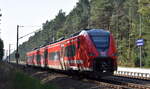 DB Regio AG - Region Nordost, Fahrzeugnutzer: Regionalbereich Berlin/Brandenburg, Potsdam mit dem Triebzug  463 096  (NVR:  94 80 0463 096-8 D-DB ) und dem RE 10 nach Frankfurt/Oder am 17.09.24 Einfahrt Bahnhof Jänschwalde Ost.