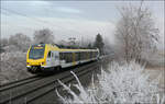 Raureif - 

... entlang der Remstalbahn, hier bei Weinstadt-Endersbach mit einem dreiteiligen Flirt 3-Triebzug, der als MEX 13 nach Aalen unterwegs ist.

22.01.2025 (M)