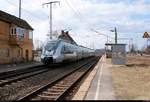 1442 204 (Bombardier Talent 2) der S-Bahn Mitteldeutschland (DB Regio Südost) als S 37439 (S4) von Eilenburg nach Wurzen steht im Bahnhof Leipzig-Thekla auf der Bahnstrecke