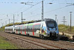 Nachschuss auf 9442 616 und 9442 112 (Bombardier Talent 2) von Abellio Rail Mitteldeutschland als RE 74712 (RE9) von Halle(Saale)Hbf nach Kassel-Wilhelmshöhe, die den Bahnhof Angersdorf auf der Bahnstrecke Halle–Hann. Münden (KBS 590) durchfahren.
Aufgenommen am Ende des Bahnsteigs 2/3.
[18.4.2019 | 15:07 Uhr]