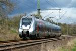 Dreiteiliger 9442 101 / 9442 601 am 14.4.2021 als RE 15 von Halle/Saale Hbf.