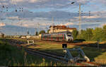 9442 111 (Bombardier Talent 2) durchquert die Anlagen des Bahnhofs Teutschenthal.