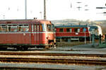 Das BW Tübingen konnte am 31.12.1983 viel vorweisen: Uerdinger Schienenbusse, DB-Baureihen 425 und 427 (von vorn).