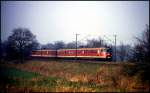 Am 10.4.1992 war ET 430114 auf der Rollbahn unterwegs nach Bremen. Um 9.19 Uhr erreichte er hier den Ortsrand von Hasbergen bei Osnabrück.