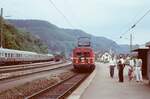 Museumszug 465 006-5 (DB-Baureihe 465) fährt ein in den berühmten Bahnhof Geislingen Steige bei einer Veranstaltung zur Geislinger Steige am 26.06.1983