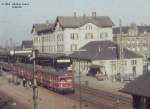 ET 65 in Ludwigsburg, im Hintergrund das alte Bahnhofsgebude. (1965)
