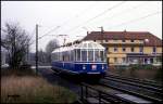 Der Gläserne Zug ET 491001 im nördlichen Niedersachsen! - Am 14.2.1992 war er um 14.15 Uhr bei Heidkrug unterwegs nach Harpstedt!