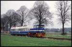 Am 14.4.1992 war der Aussichtstriebwagen 491001 der DB Gast bei der Delmenhorst Harpstedter Eisenbahn.