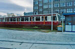 Der Triebkopf des S-Bahn-Prototyps von LEW als Ausstellungsobjekt (ET/EB) des Vereins Historische S-Bahn Berlin am 05.11.1998 auf dem Werksgelände von Adtranz (Bombardier) Hennigsdorf.