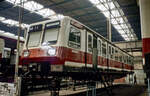 270 021 in seiner Ursprungslackierung rot/ockergelb am 25.07.1991 im Raw. Berlin-Schöneweide.