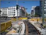 Beim Graf-Adolf-Platz in Dsseldorf wird derzeit einer der unterirdischen Haltepunkte der zuknftigen-U-Bahn-Strecke  Wehrhahnlinie  gebaut.