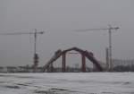 Brckenbogen der neuen Unstruttalbrcke bei Wetzendorf fr die ICE-Neubaustrecke Erfurt - Leipzig/Halle; 21.01.2010    