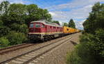 Die Bahnbau 232 550 mit Bauzug auf der Strecke Zwickau Plauen Hof am 16.06.2024 in Liebau/Pöhl aufgenommen. 