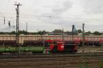 Erfurter Bahnservice 346 502-7 mit einem Bauzug bei Bauarbeiten fr die Einbindung der Neubaustrecke nach Leipzig und Halle (S), am 30.08.2012 in Erfurt Gbf.