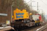 Nachschuss auf die  WUMME  Delmag G42 von BB auf dem Bauzug gezogen von 362 787-4 RP Railsystems in Michelau am 28.02.2013.