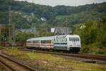 101 057-8  Europa  DB schiebt IC2040 in Wuppertal Steinbeck, am 08.10.2023.