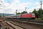 Durchfahrt am 18.06.2016 von 101 023-0 mit ihrem InterCity in Koblenz Lützel, als sie am Rangierbahnhof vorbei gen Weißenthurm fuhr.