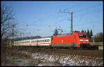 Dedensen Gümmer am 9.1.2003: Um 11.05 Uhr war 101034-7 mit einem Intercity in Richtung Hannover HBF unterwegs.